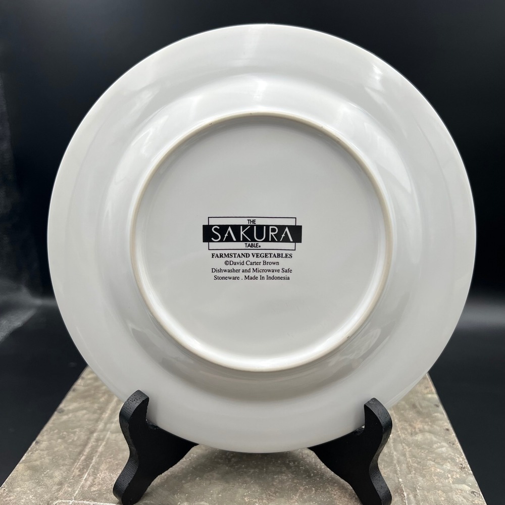 Sakura Table Farmstand Vegetables Plates Set 4 David Carter Brown Stoneware 8" - Picture 4 of 8